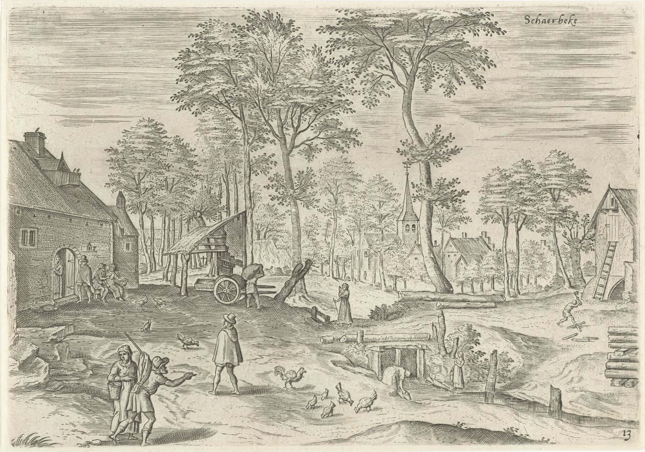 Widok na Schaerbeek Schaerbeke (tytuł na obiekcie) Zabytki z okolic Brukseli (tytuł serii) autorstwa Hans Collaert (I)