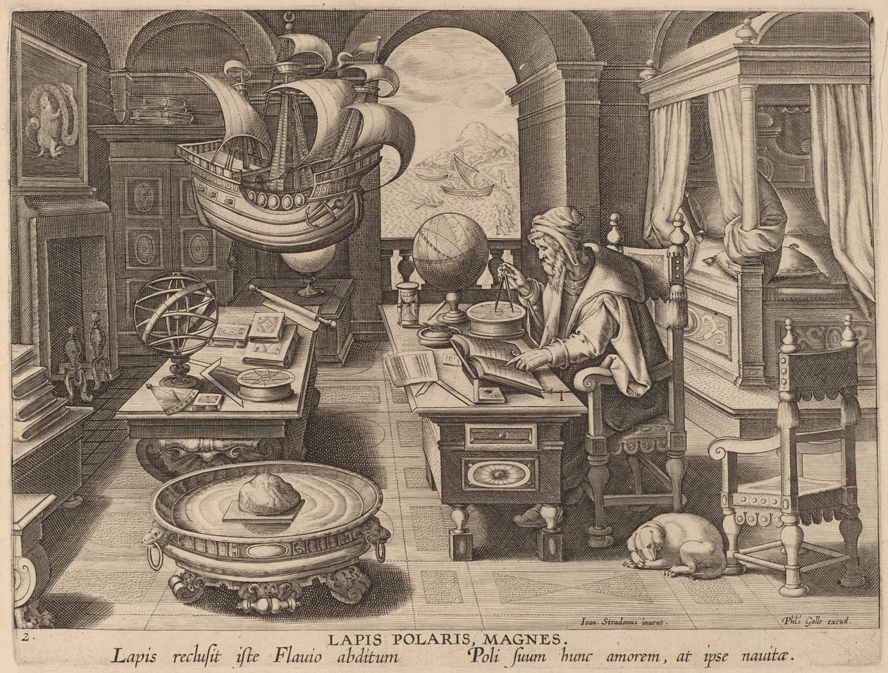 Lapis Polaris, Magnes (Lodestone, Magnes) autorstwa Hans Collaert the Younger after Jan van der Straet