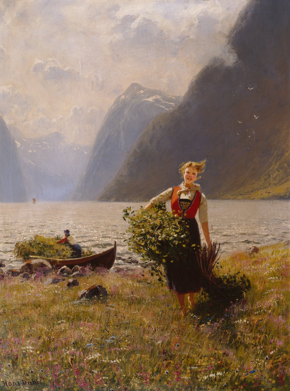 Dairymaid i Bunt z liści autorstwa Hans Dahl