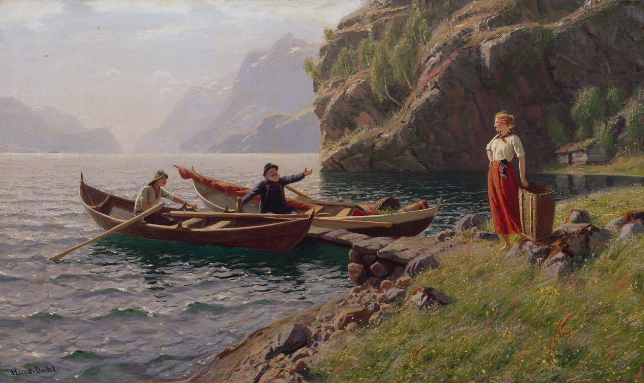 Życie codzienne w krajobrazie fiordów autorstwa Hans Dahl