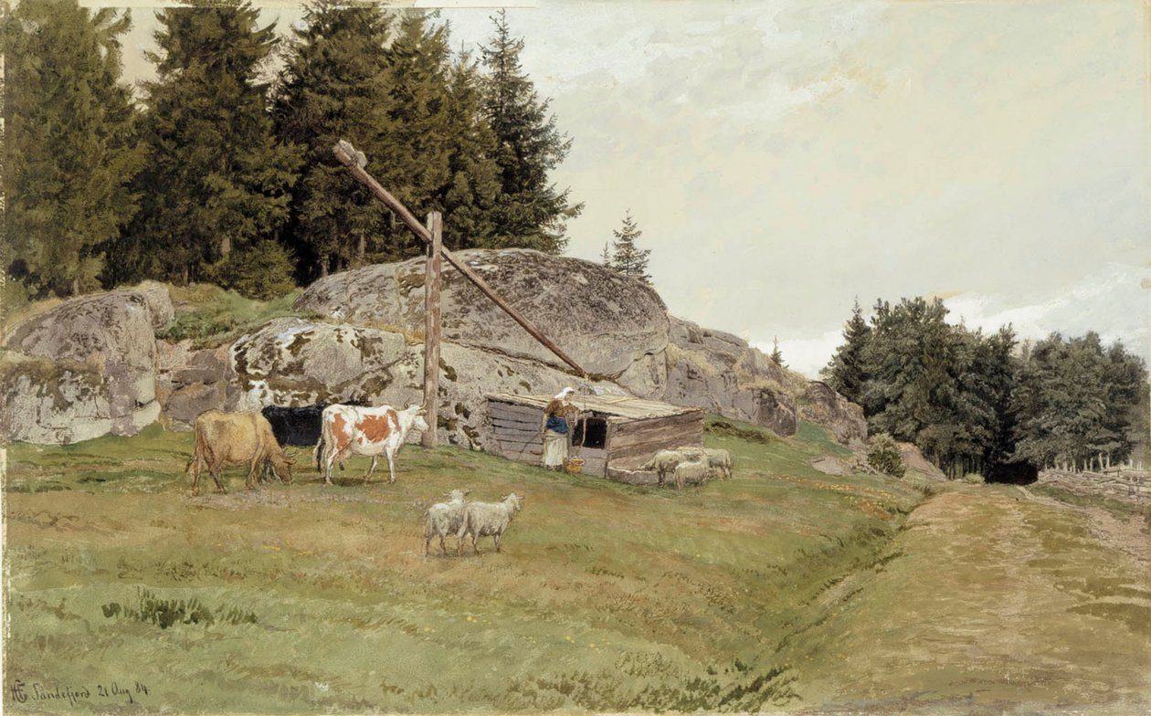 Krajobraz z Sandefjordu autorstwa Hans Gude