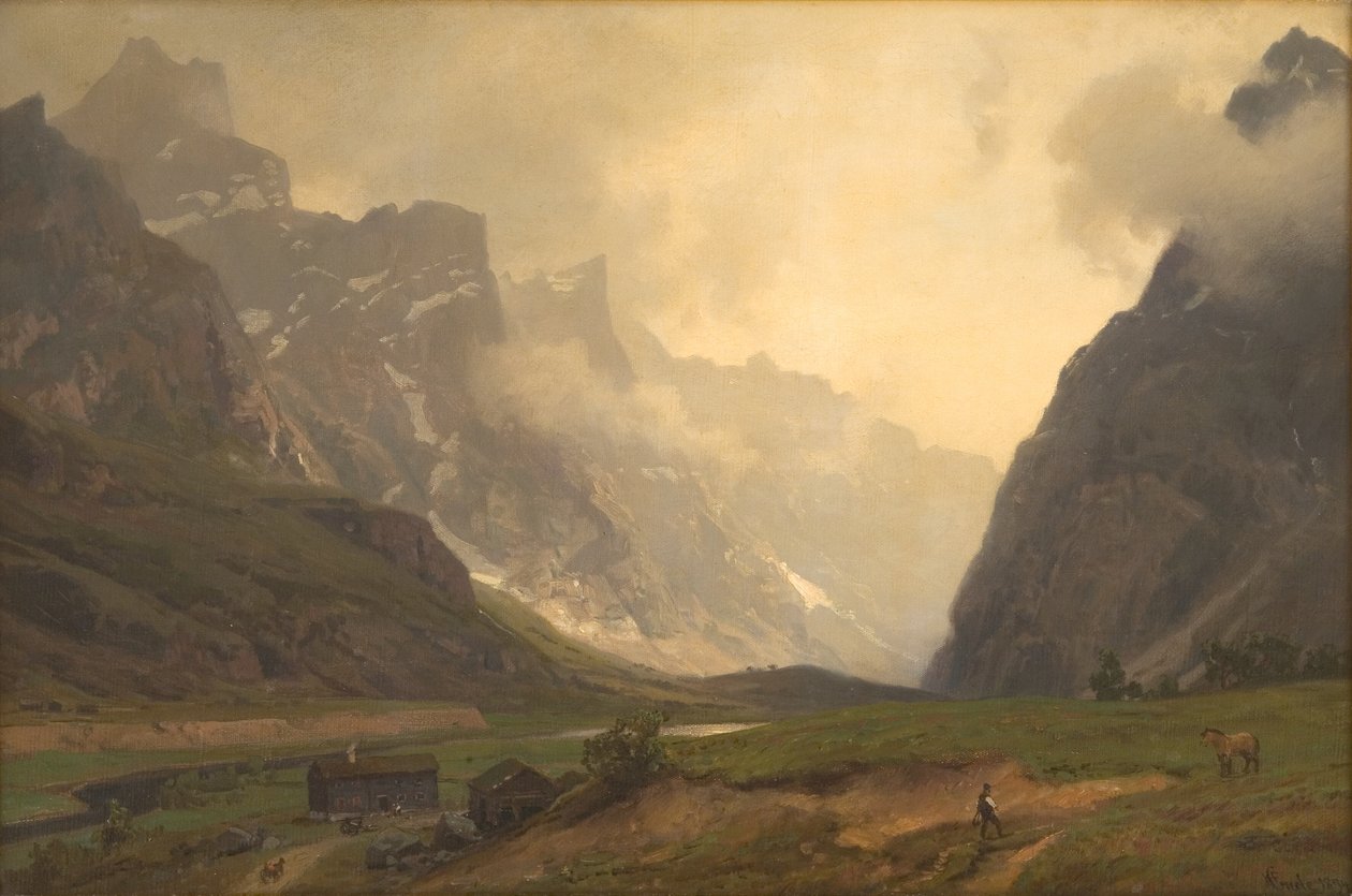 Troll Peaks w Romsdalen: pod Romsdalshorn po prawej stronie autorstwa Hans Gude