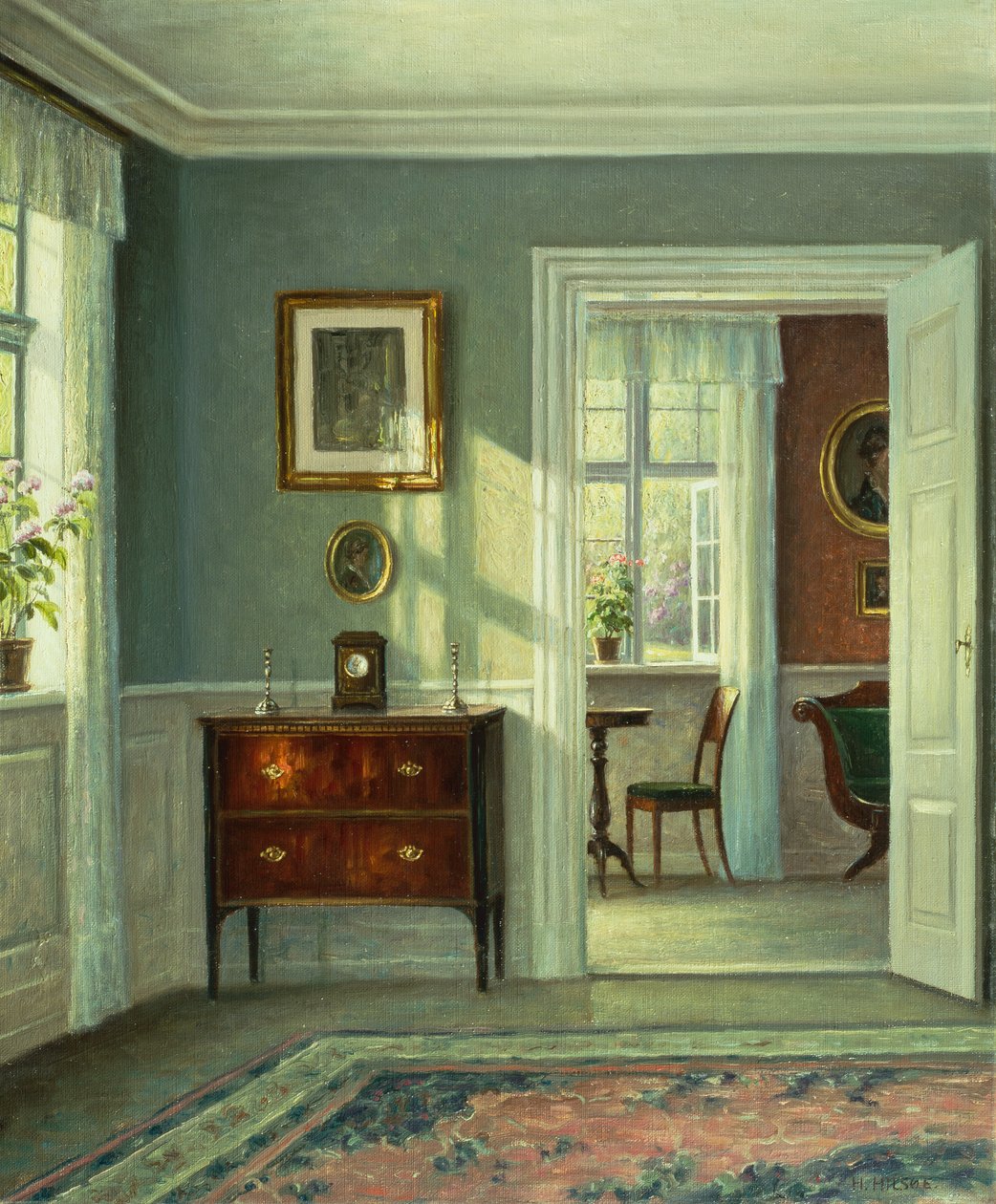 Wnętrze (olej na płótnie) autorstwa Hans Hilsoe