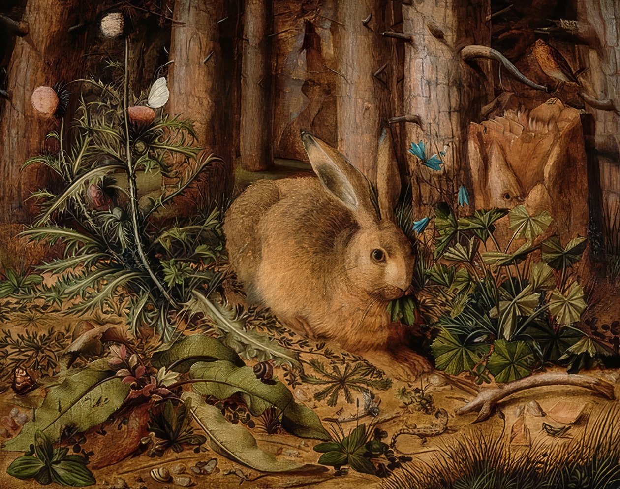 Zając w lesie. Około 1585 autorstwa Hans Hoffmann