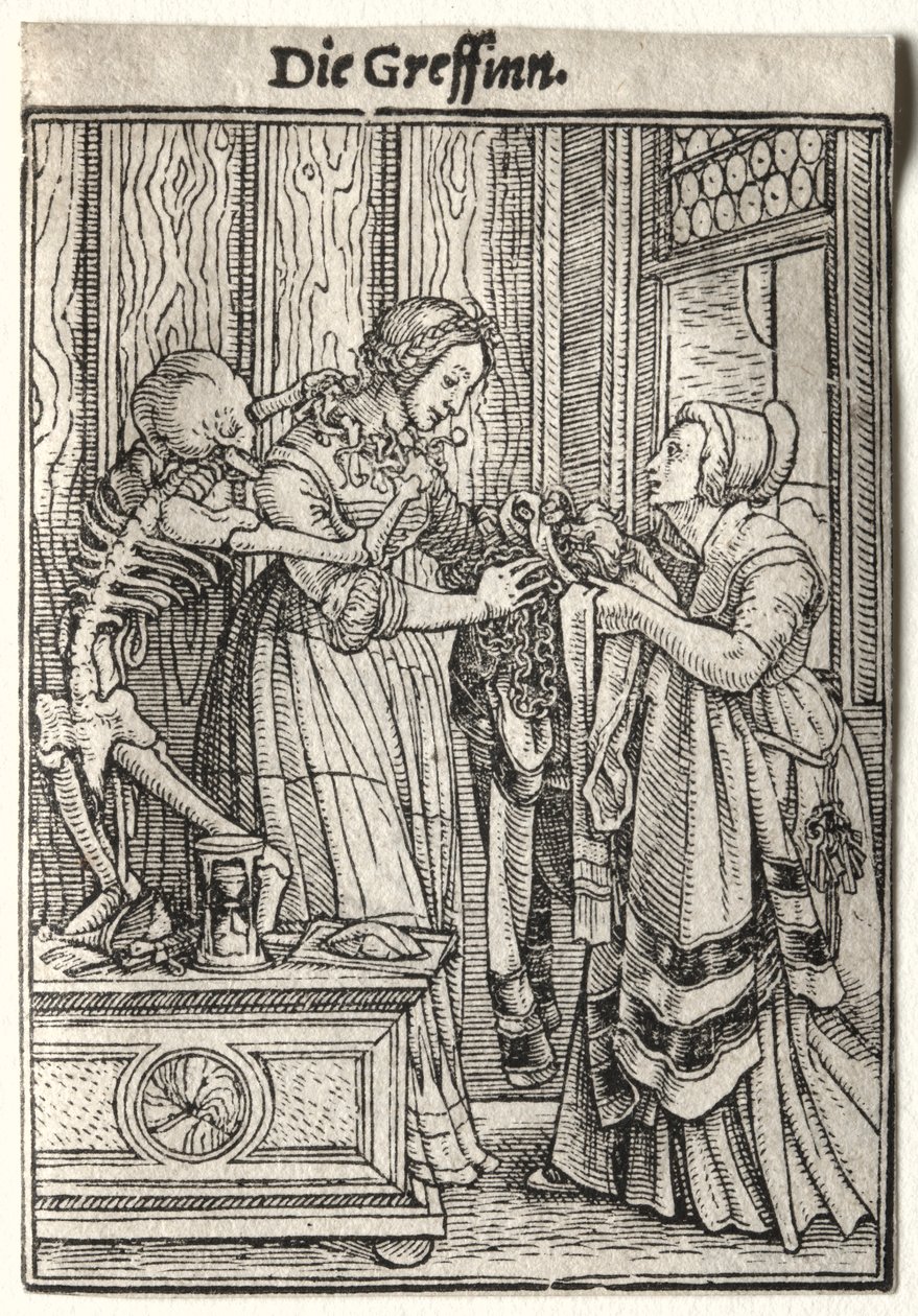 Taniec śmierci: hrabina. autorstwa Hans Holbein