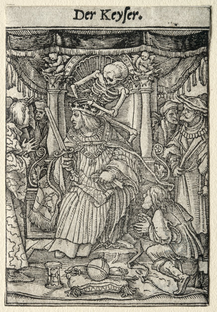 Taniec Śmierci: Cesarz. autorstwa Hans Holbein
