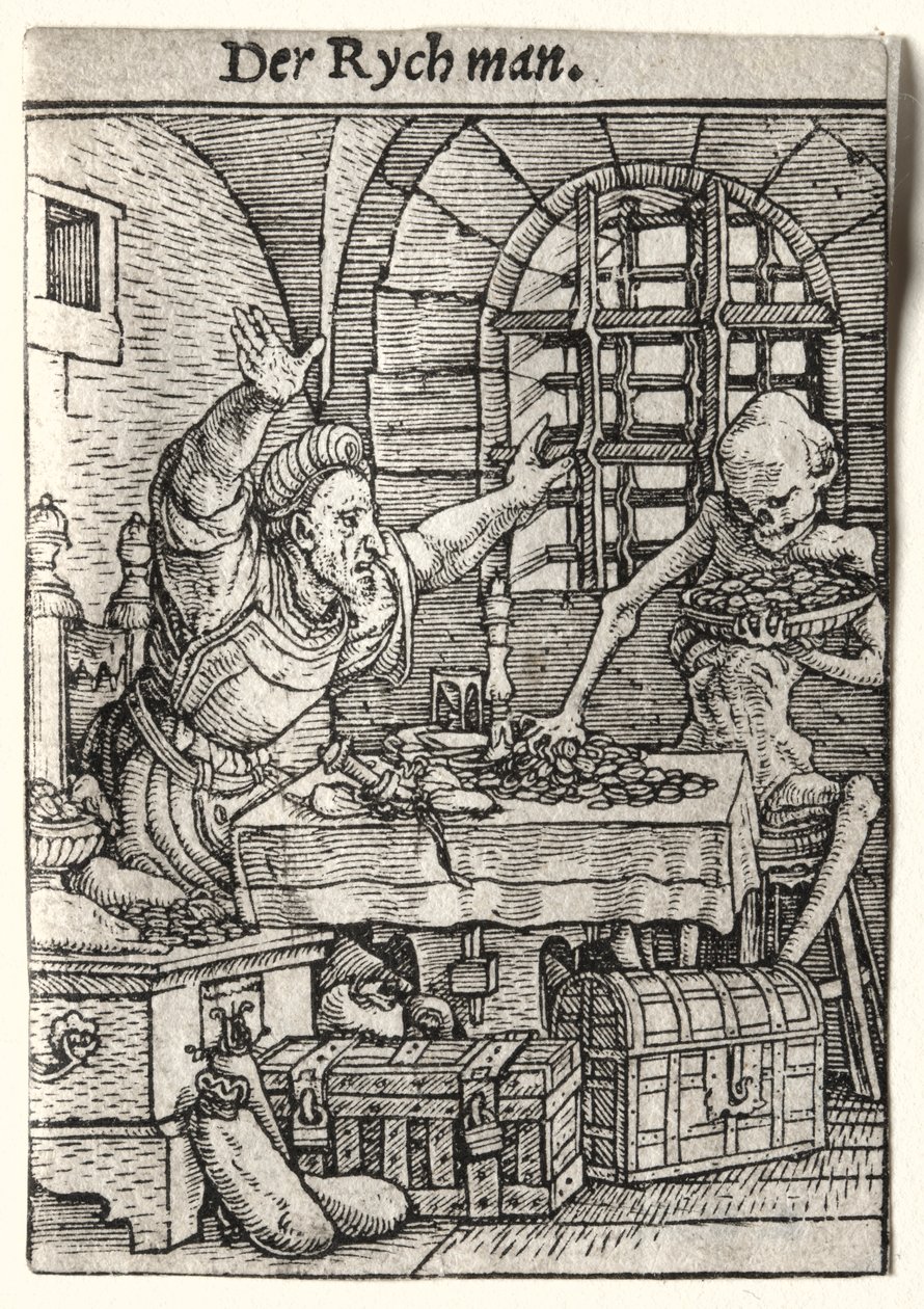 Taniec Śmierci: Skąpiec autorstwa Hans Holbein