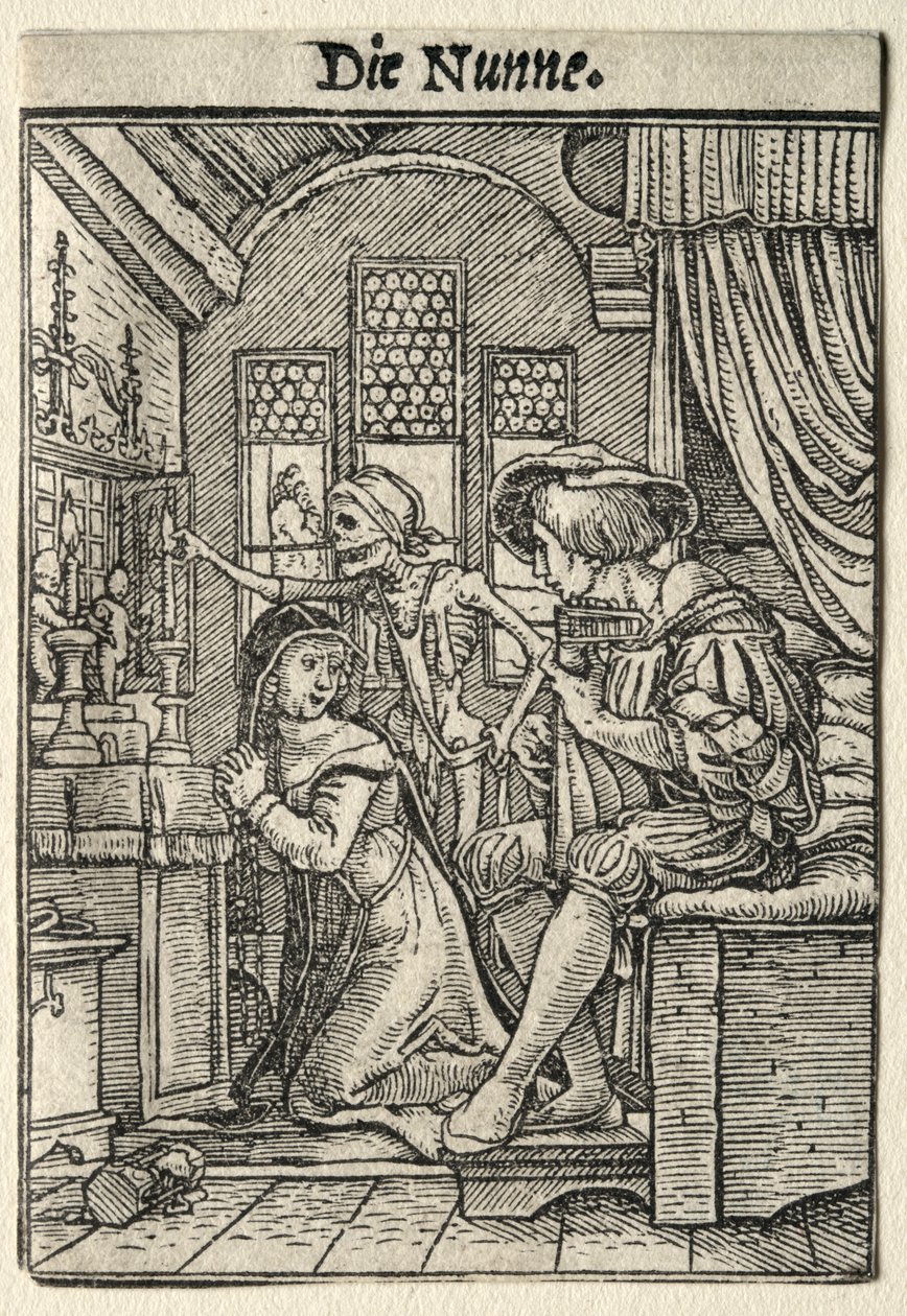 Taniec Śmierci: Zakonnica. autorstwa Hans Holbein