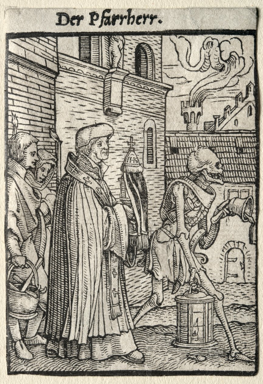 Taniec Śmierci: Pastor. autorstwa Hans Holbein