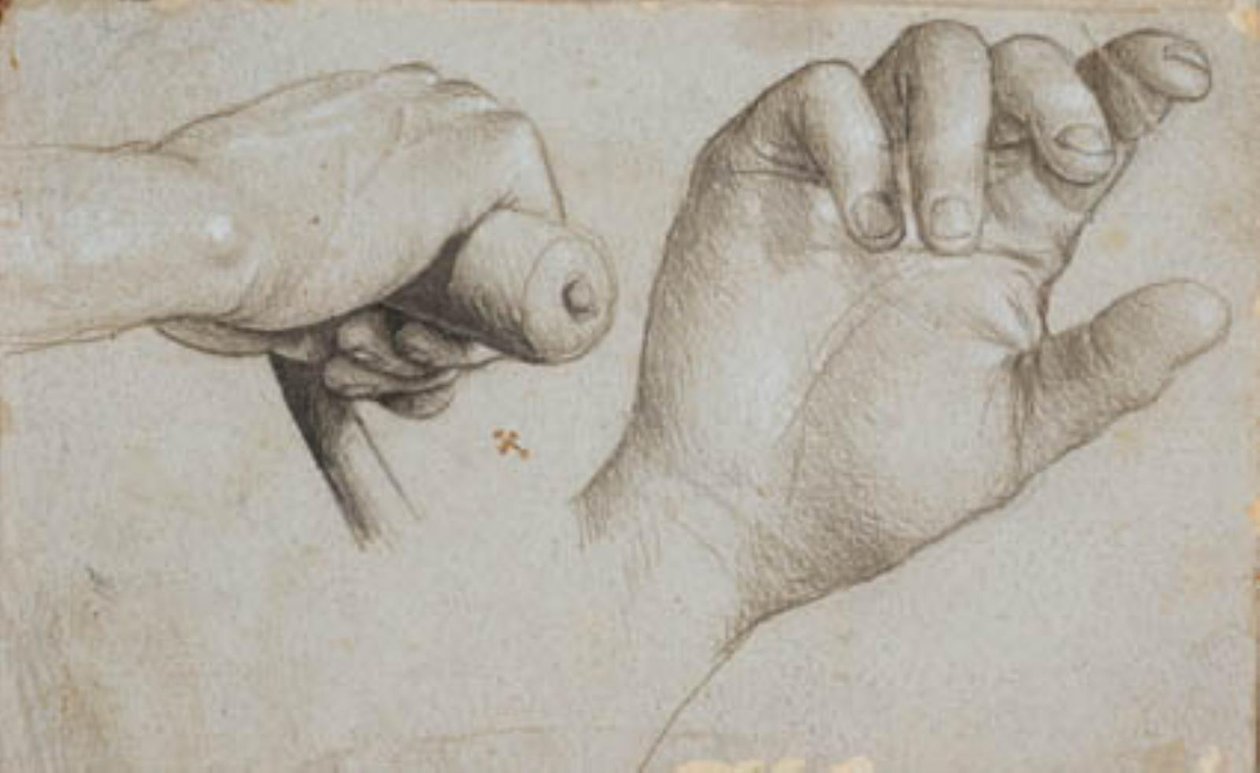Studia ręki kusznika i prawej ręki św. Sebastiana autorstwa Hans Holbein d.Æ.