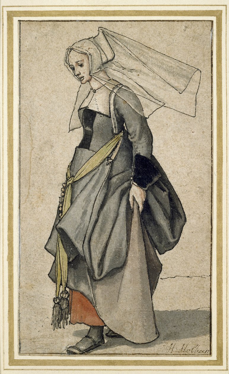Młoda Angielka, XVI wiek (pióro i atrament i toaleta na papierze) autorstwa Hans Holbein der Jüngere