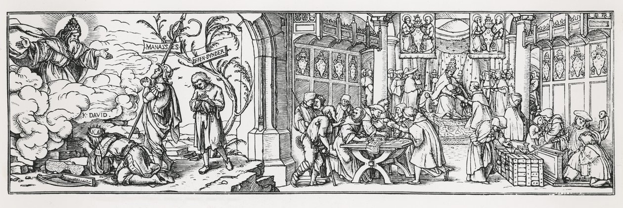 Antykatolicka karykatura potępiająca korupcję papieża autorstwa Hans Holbein der Jüngere