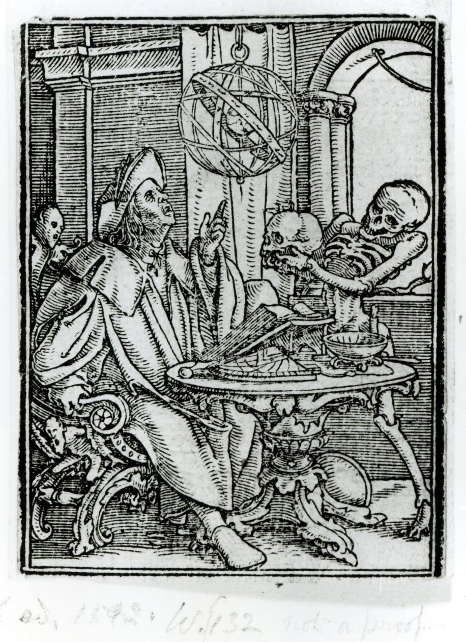 Śmierć i astronom, z „Tańca śmierci”, sztychowane przez Hansa Lutzelburgera, ok. 1538 autorstwa Hans Holbein der Jüngere