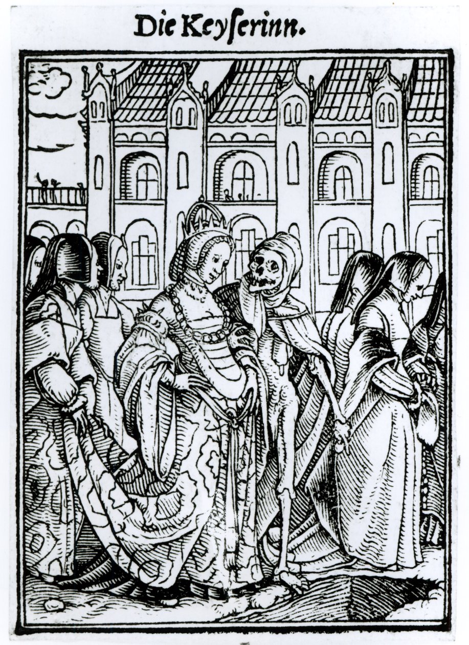 Śmierć i cesarzowa, z „Tańca śmierci”, ryciny przez Hansa Lutzelburgera, ok. 1538 autorstwa Hans Holbein der Jüngere