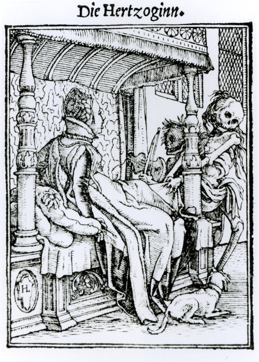 Śmierć i Pani, z „Tańca śmierci”, sztychowane przez Hansa Lutzelburgera, ok. 1538 autorstwa Hans Holbein der Jüngere