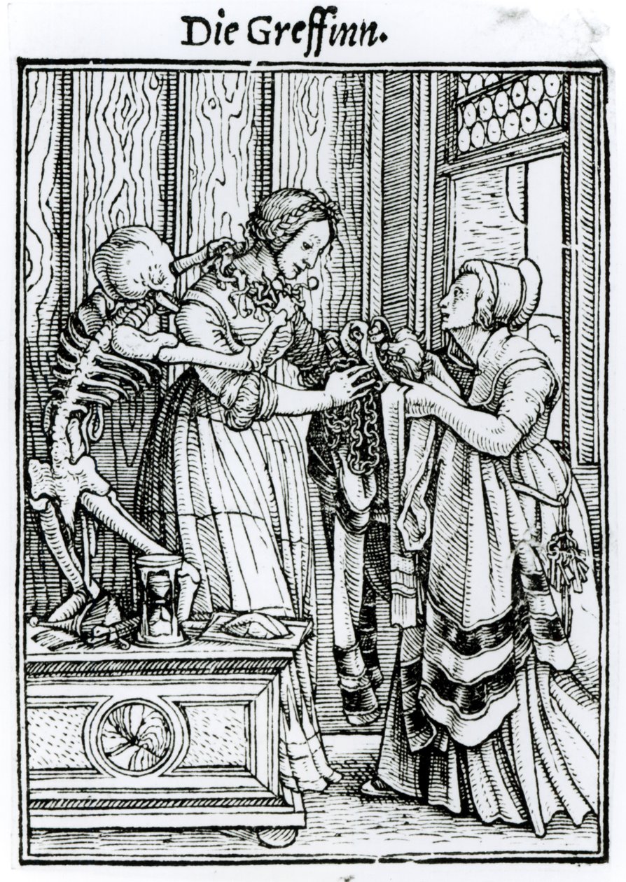Śmierć i Pani, z „Tańca śmierci”, rycina Hansa Lutzelburgera, ok. 1538 autorstwa Hans Holbein der Jüngere