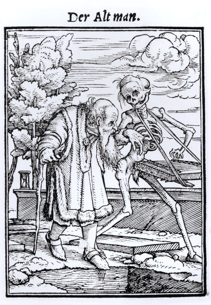Śmierć i staruszek, z „Tańca śmierci”, sztychowane przez Hansa Lutzelburgera, ok. 1538 autorstwa Hans Holbein der Jüngere