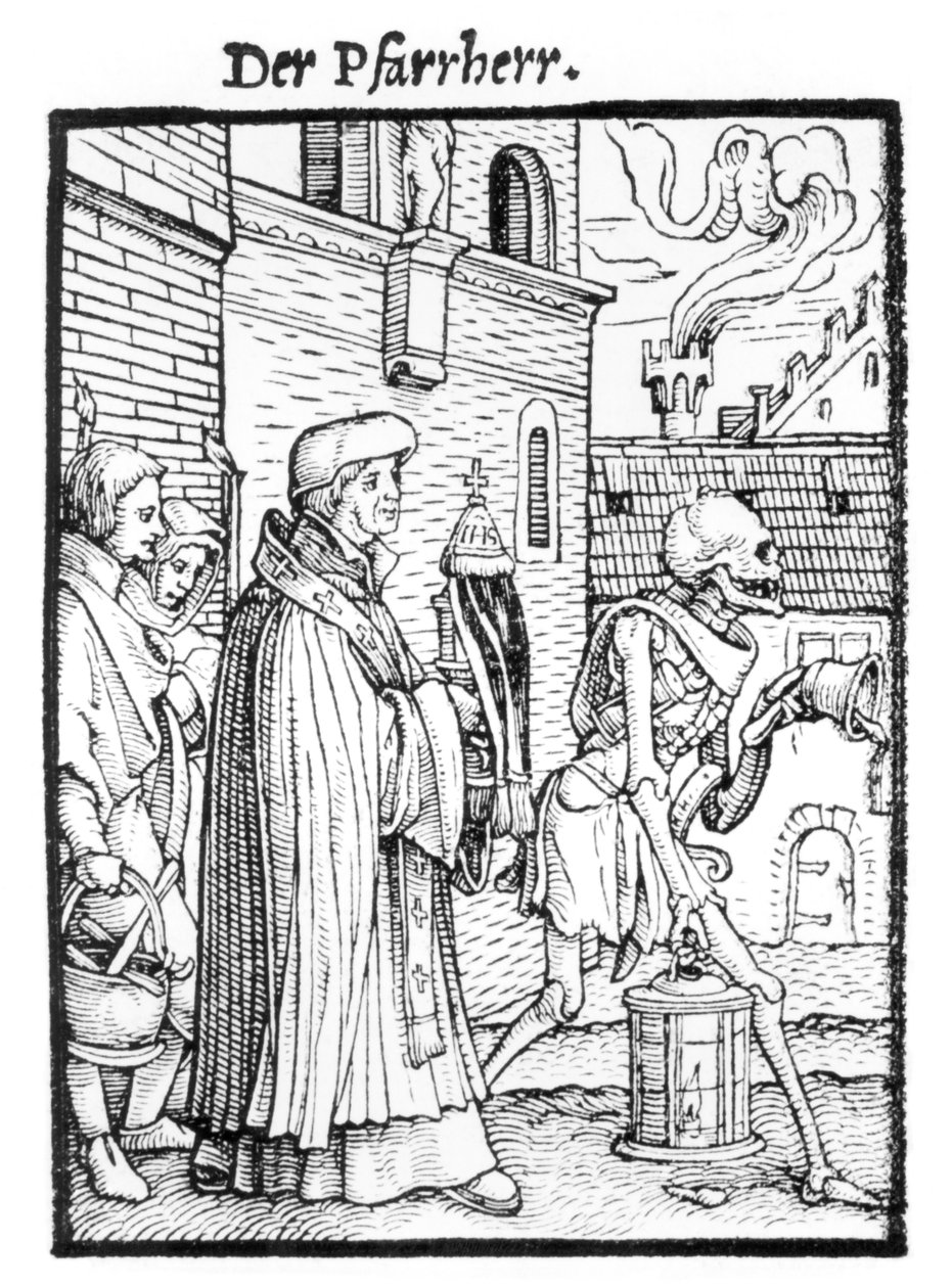 Śmierć i proboszcz, z „Tańca śmierci”, sztychowany przez Hansa Lutzelburgera, ok. 1538 autorstwa Hans Holbein der Jüngere