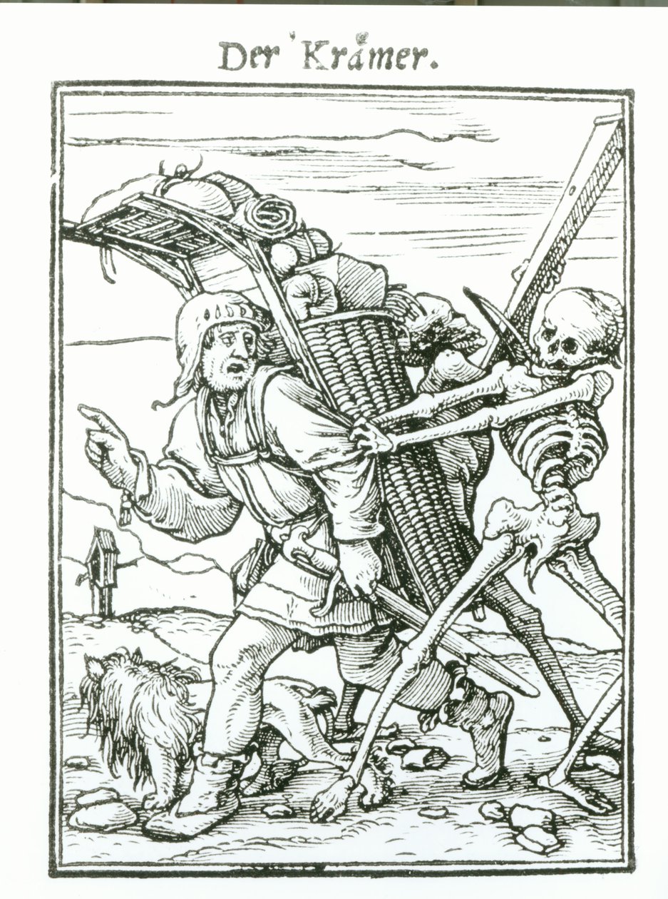 Śmierć i Pedlar, z „Tańca śmierci”, rycina Hansa Luutzelburgera, ok. 1538 autorstwa Hans Holbein der Jüngere