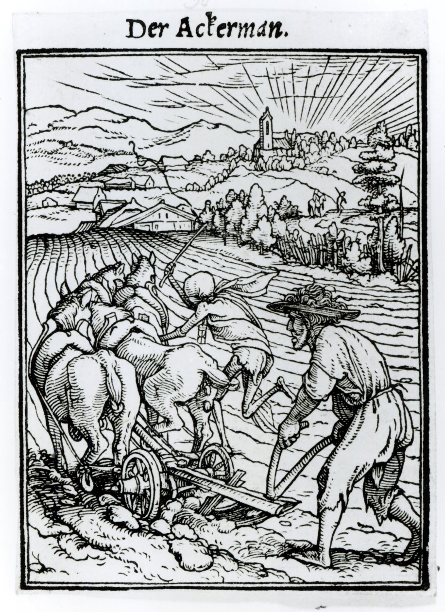 Śmierć i oracz, z „Taniec śmierci rytowany przez Hansa Lutzelburgera, c.1538 autorstwa Hans Holbein der Jüngere