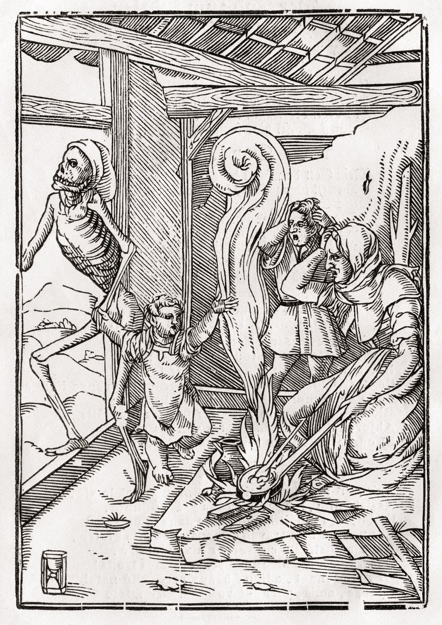Śmierć przychodzi dla Dziecka, z „Der Todten Tanz”, opublikowanej w Bazylei, 1843 r. autorstwa Hans Holbein der Jüngere