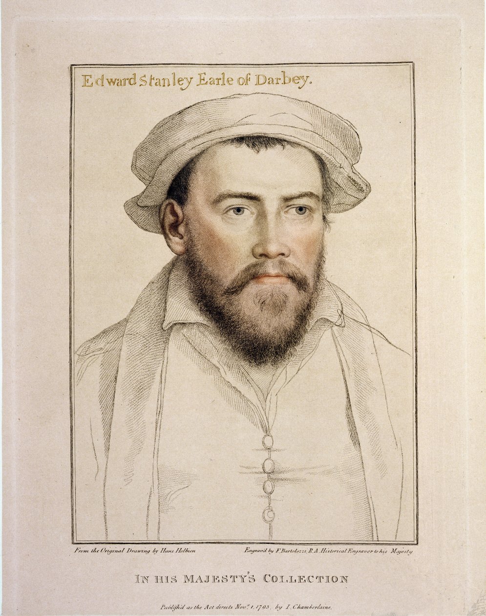Edward Stanley Earle of Darby (1508-1572) grawerowany przez Francesco Bartolozzi (1727-1815) 1793 autorstwa Hans Holbein der Jüngere