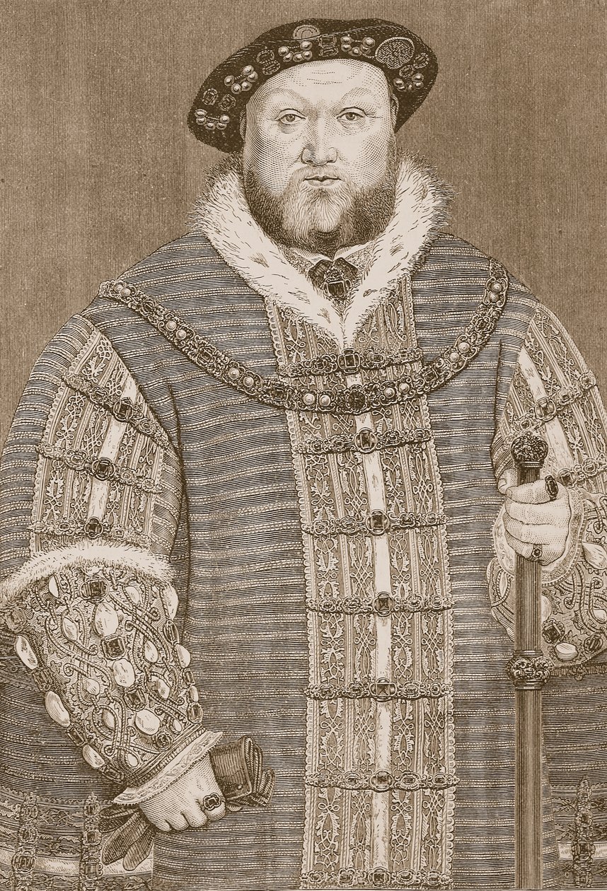 Henryk VIII, ilustracja z „Ilustrowanej historii Anglii Cassella” (zdjęcie w sepii) autorstwa Hans Holbein der Jüngere