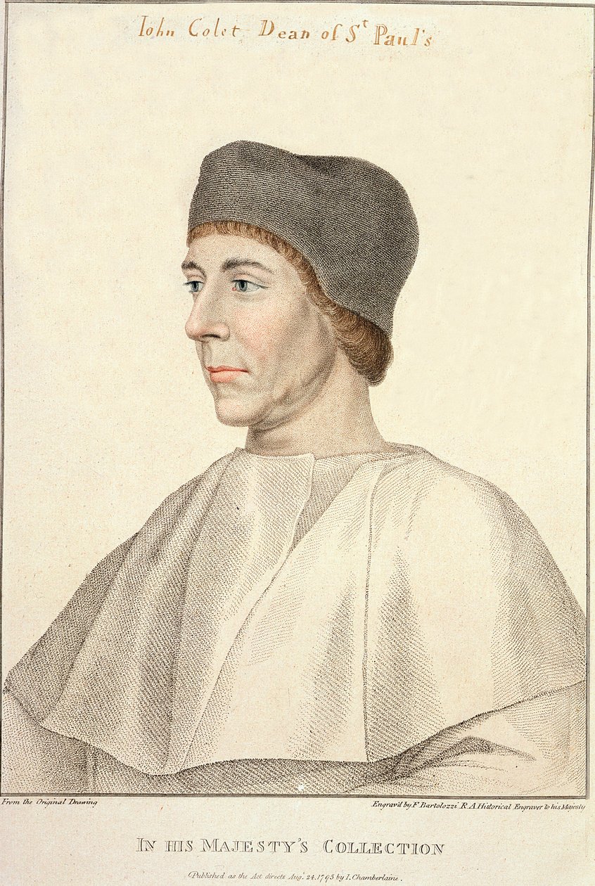 John Colet (ok. 1467-1519), dziekan św. Pawła wyryty przez Francesco Bartolozziego (1727-1815) autorstwa Hans Holbein der Jüngere