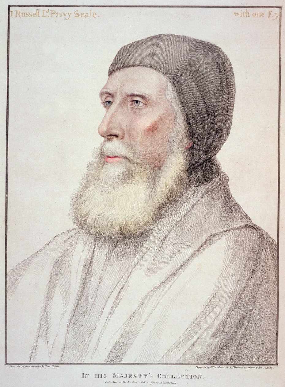 Portret Johna Russella 1. hrabiego Bedford (1485-1555) grawerowany przez Francesco Bartolozzi (1727-1815) autorstwa Hans Holbein der Jüngere