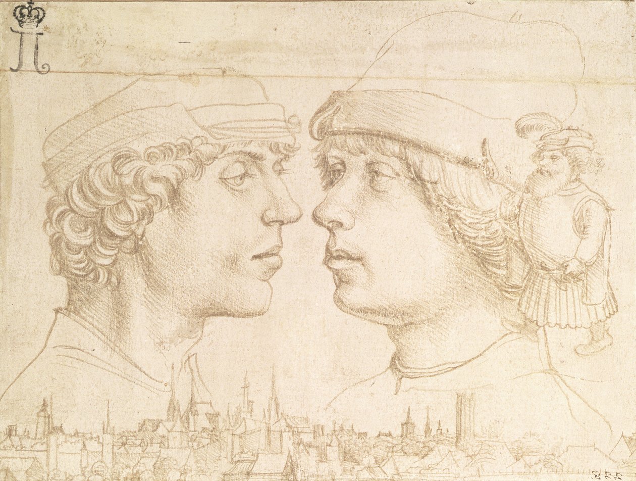 Portrety dwóch młodzieńców, krasnoluda i pejzażu miejskiego, ok. 1514 (silverpoint) autorstwa Hans Holbein der Jüngere
