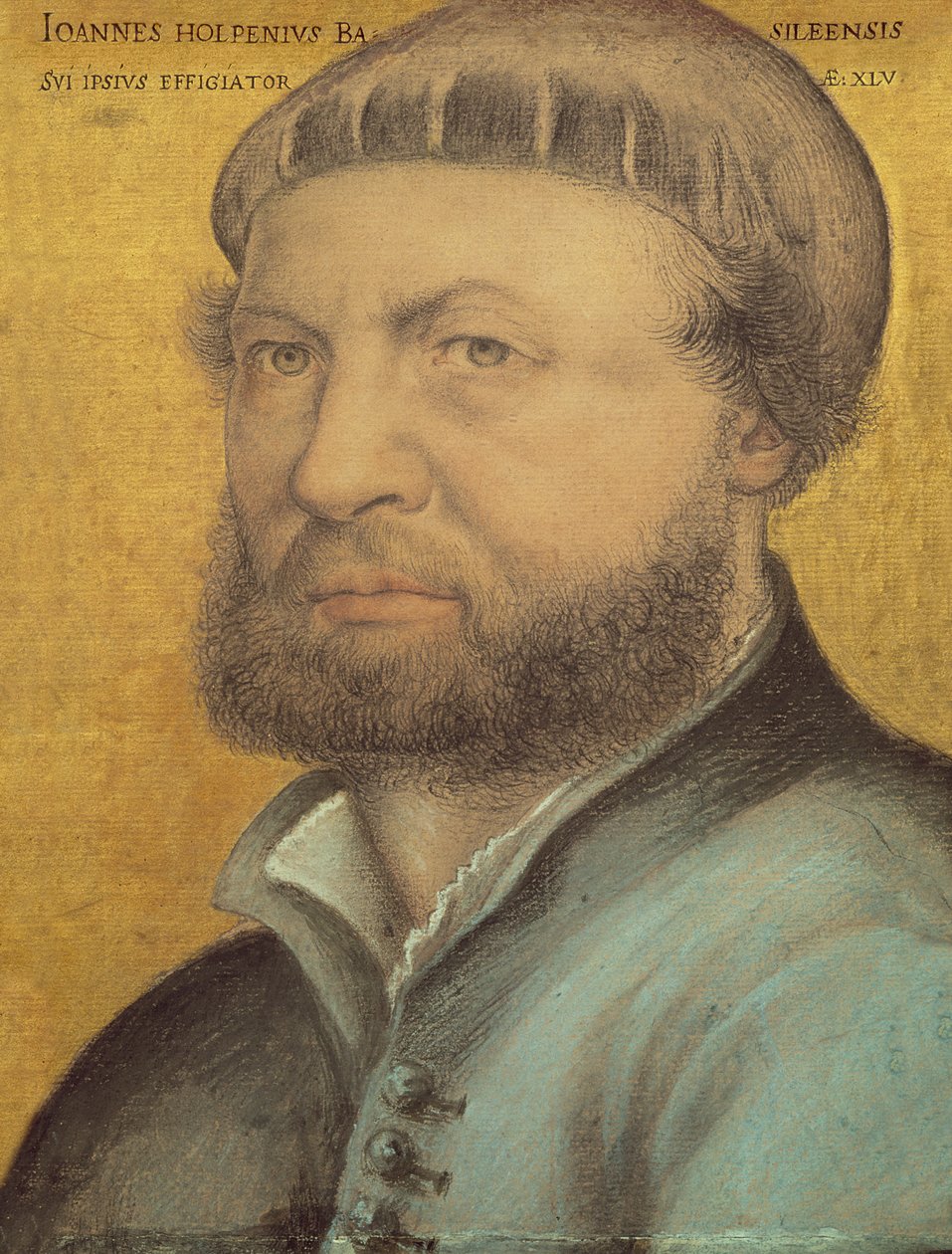 د ځان انځور، 1542 (په کاغذ باندې پیسټل) پولی autorstwa Hans Holbein der Jüngere