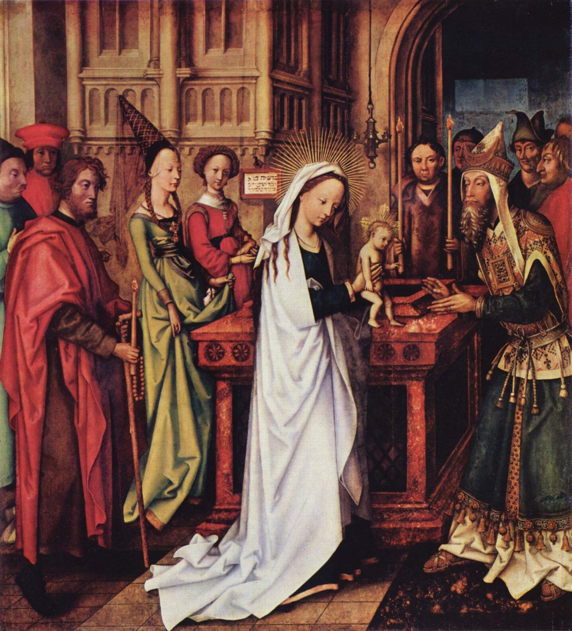 Darstellung Christi im Tempel Ołtarz dominikanów, lewe wewnętrzne skrzydło, dolny panel: Przedstawienie Chrystusa w świątyni autorstwa Hans Holbein the Elder