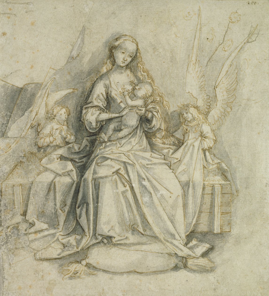 Madonna z Dzieciątkiem (pióro i brązowy tusz z ołówkiem na papierze) autorstwa Hans Holbein the Elder