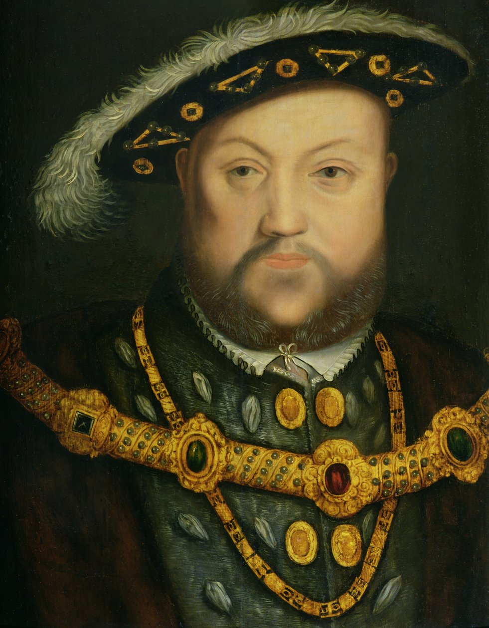 Portret Henryka VIII (1491-1547) w wysadzanym klejnotami łańcuchu i futrzanej szacie autorstwa Hans Holbein the Elder