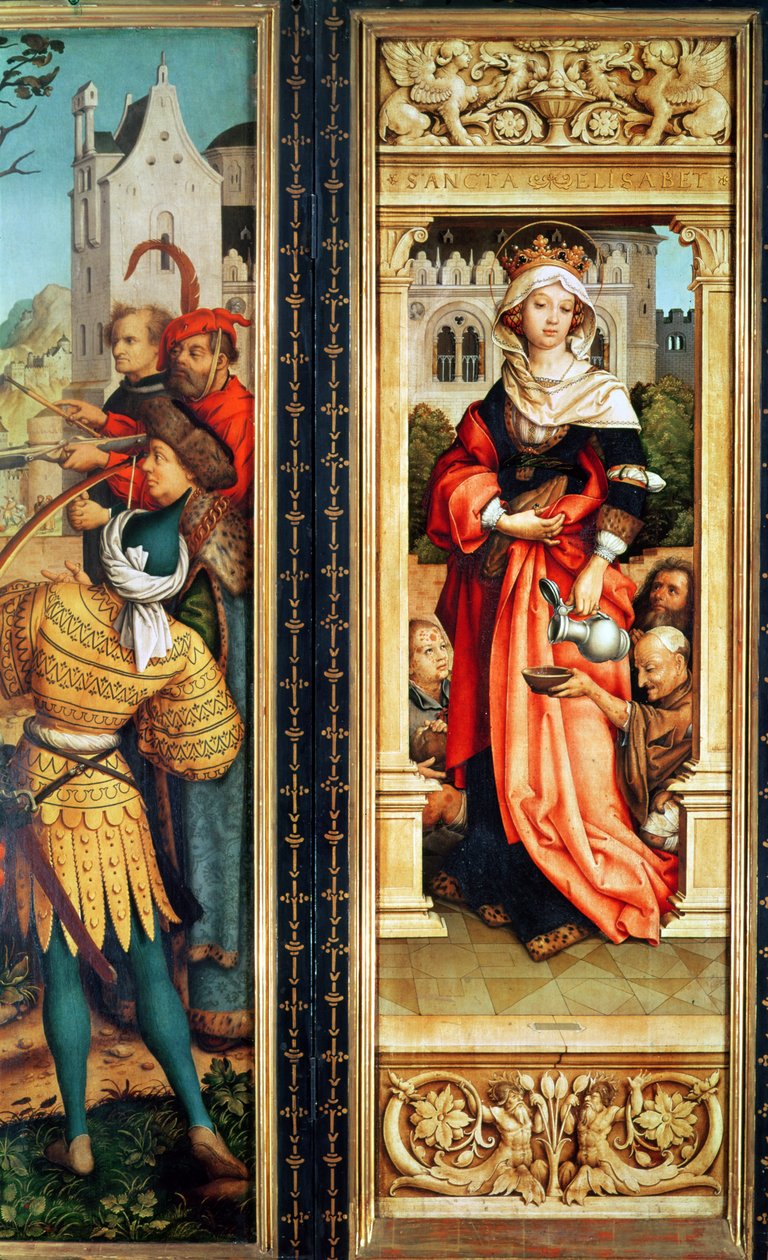 Św. Elżbieta Węgierska (1207-31) prawa strona z Tryptyku św. Sebastiana, 1516 autorstwa Hans Holbein the Elder