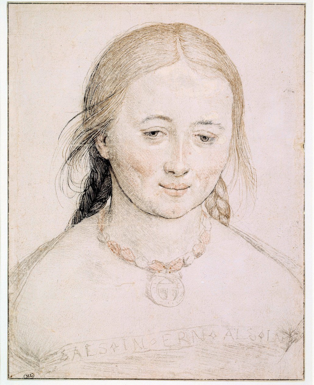 Głowa młodej kobiety Rysunek na czubku metalu, pióra i krwi Hansa Holbeina stare (1460-1524) XVI-wieczne słońce. 0,19x0,15 m Paryż, Musee du Louvre autorstwa Hans Holbein the Elder
