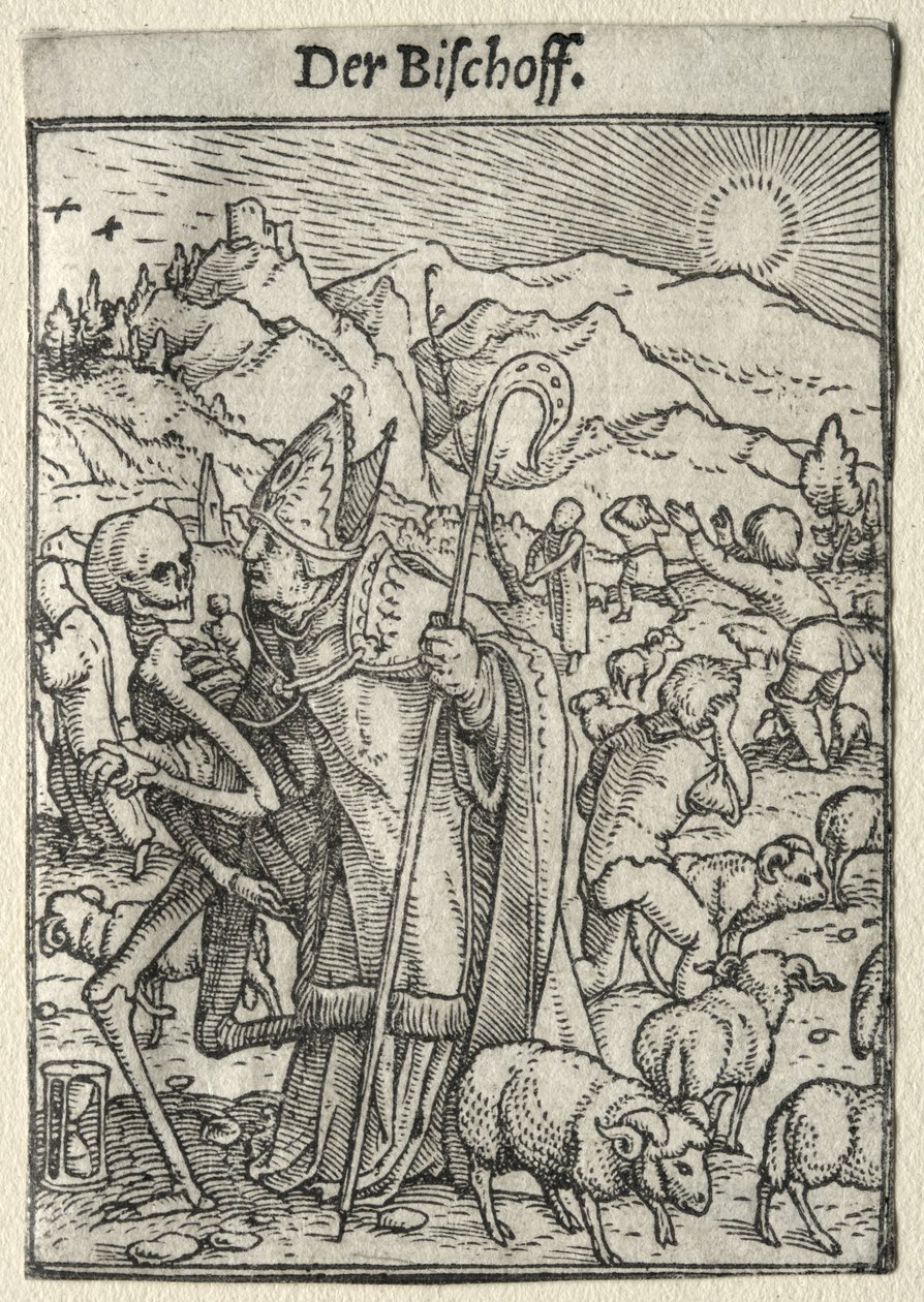 Taniec śmierci: Biskup autorstwa Hans Holbein the Younger