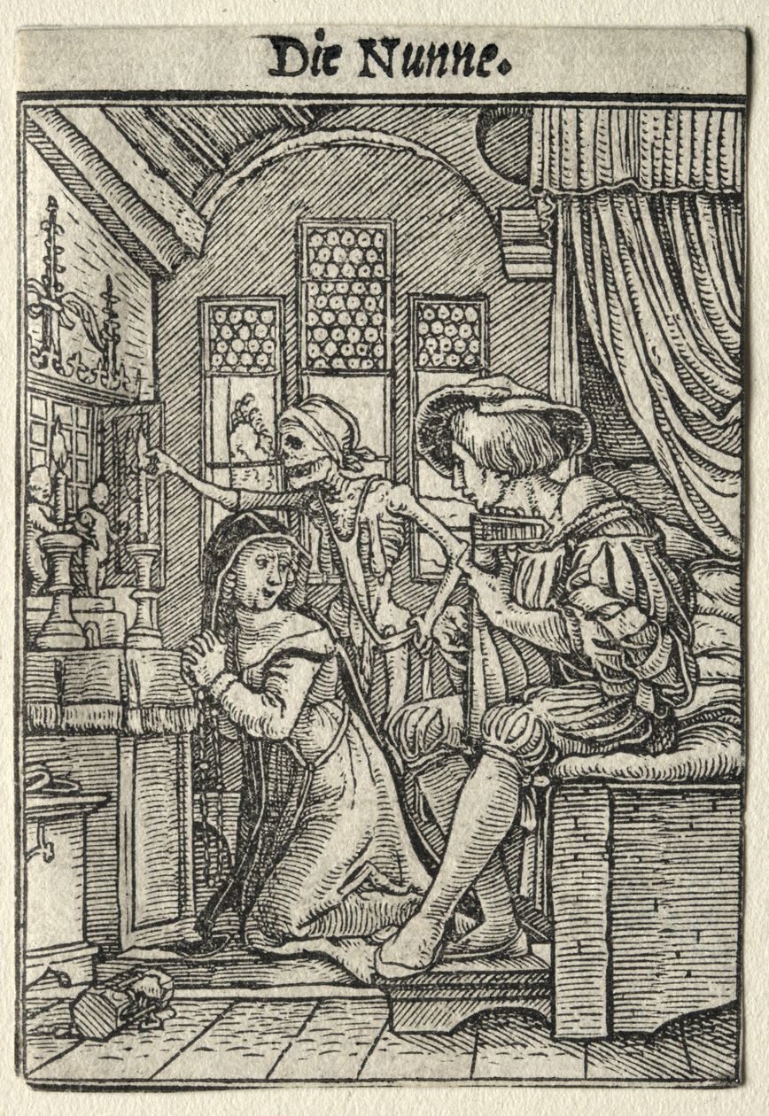 Taniec śmierci: zakonnica autorstwa Hans Holbein the Younger