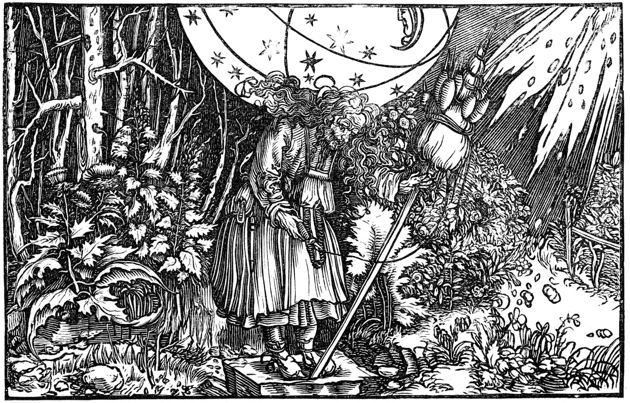 Stara wiedźma lub wróżka kręcąca się, 1547 autorstwa Hans Holbein der Jüngere