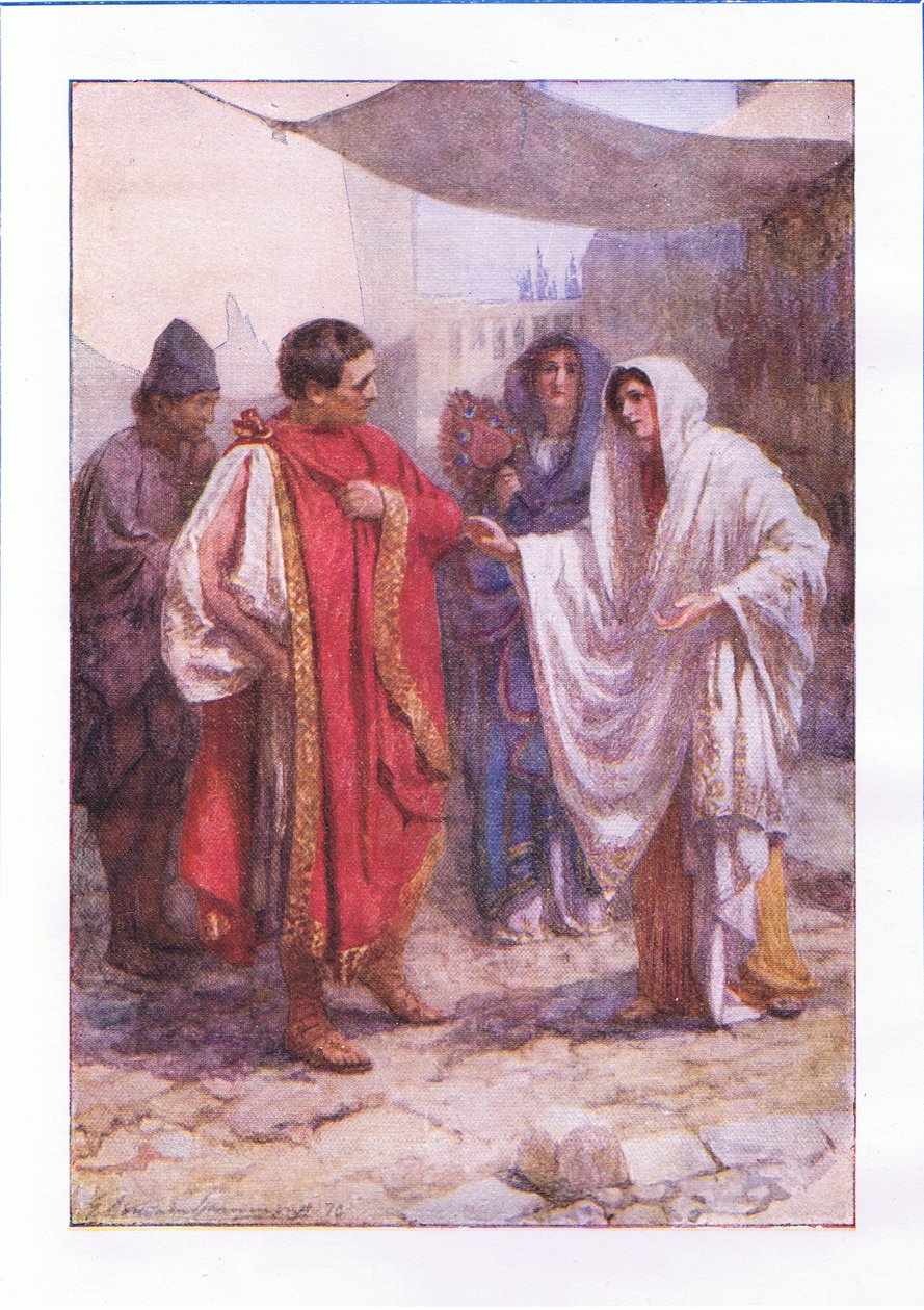 Błagaj mnie, piękna damo? Nie znam cię. (Komedia omyłek), z Dzieł wszystkich Szekspira wydanych przez George Harrap & Co Ltd, lata 20. XX wieku autorstwa Hans Holbein der Jüngere