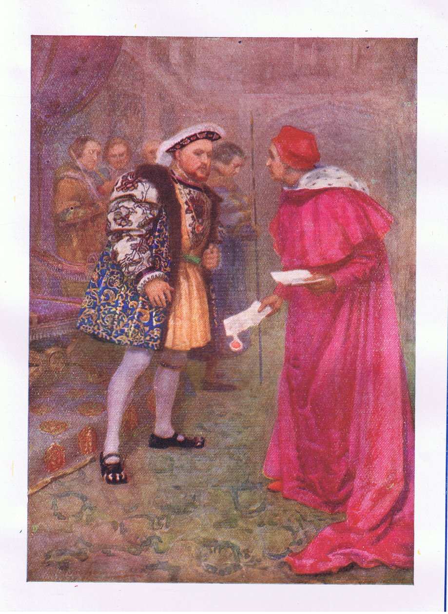 Przeczytaj o tym?. a potem na śniadanie z jakim masz apetyt (Król Henryk VIII), z The Complete Works of Shakespeare opublikowanej przez George Harrap & Co Ltd, 1920 autorstwa Hans Holbein der Jüngere