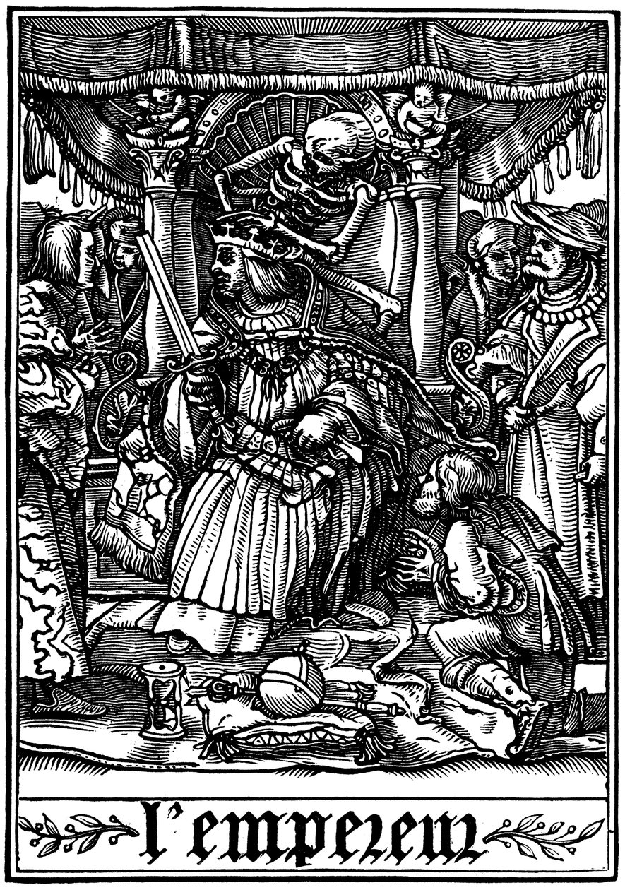 Cesarz odwiedzony przez śmierć, 1538 autorstwa Hans Holbein der Jüngere