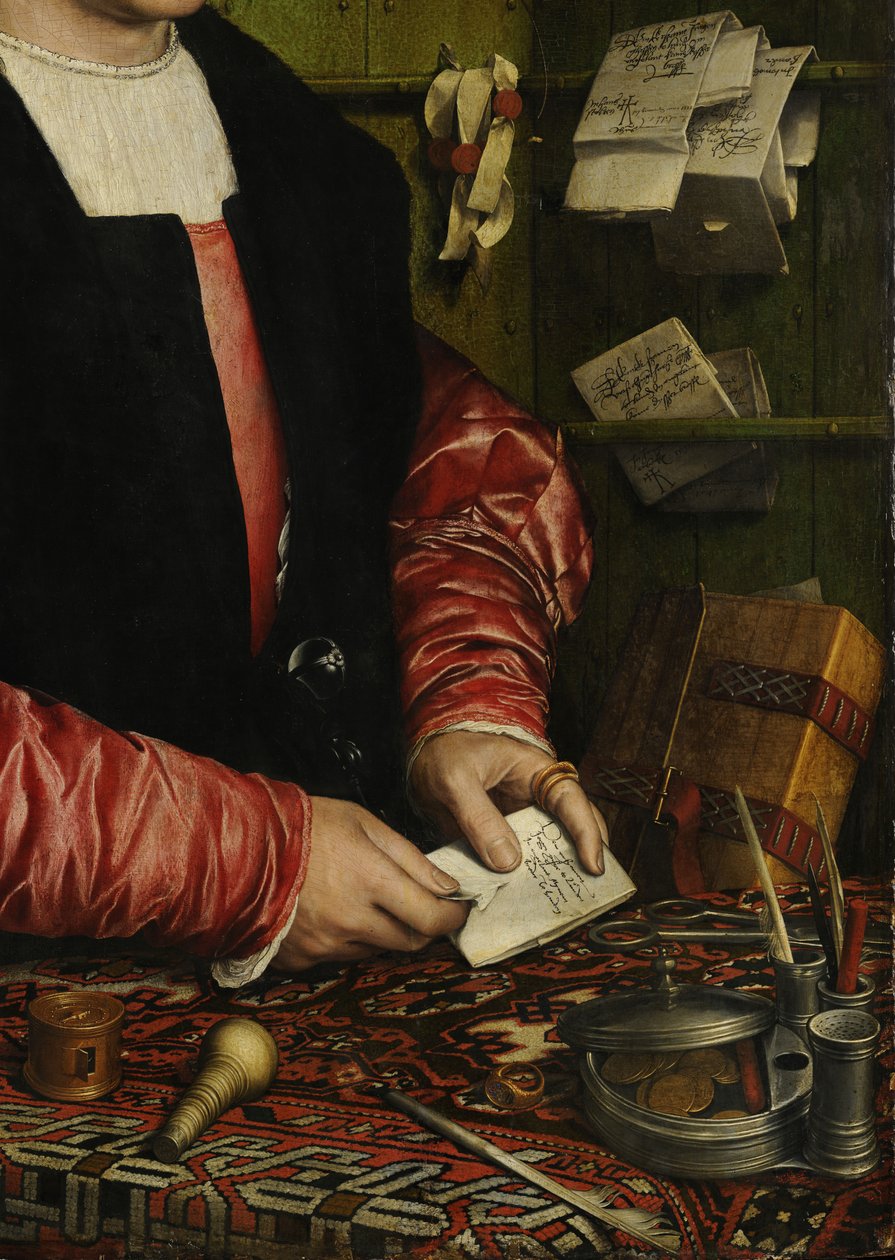 Kupiec Georg Gisze Detal, 1532 autorstwa Hans Holbein der Jüngere