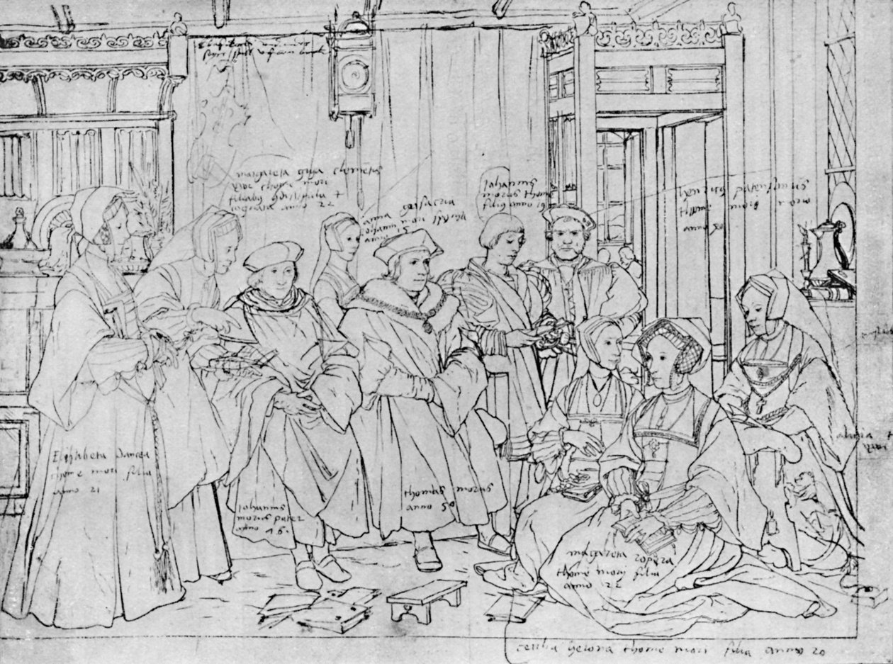 Rodzina More, ze szkicu Holbeina w Muzeum w Bazylei, 1527, 1903 autorstwa Hans Holbein der Jüngere