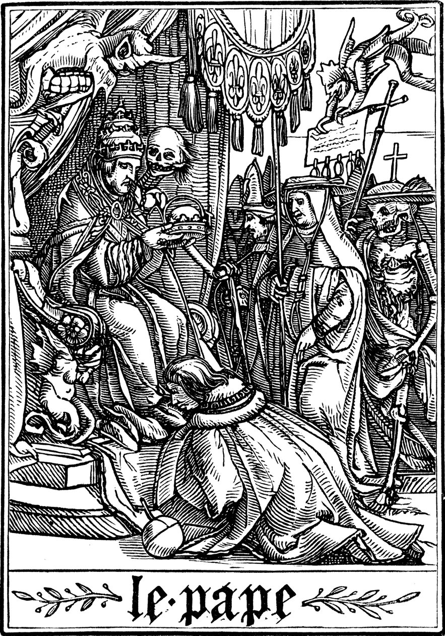 Papież odwiedzony przez śmierć, 1538 autorstwa Hans Holbein der Jüngere