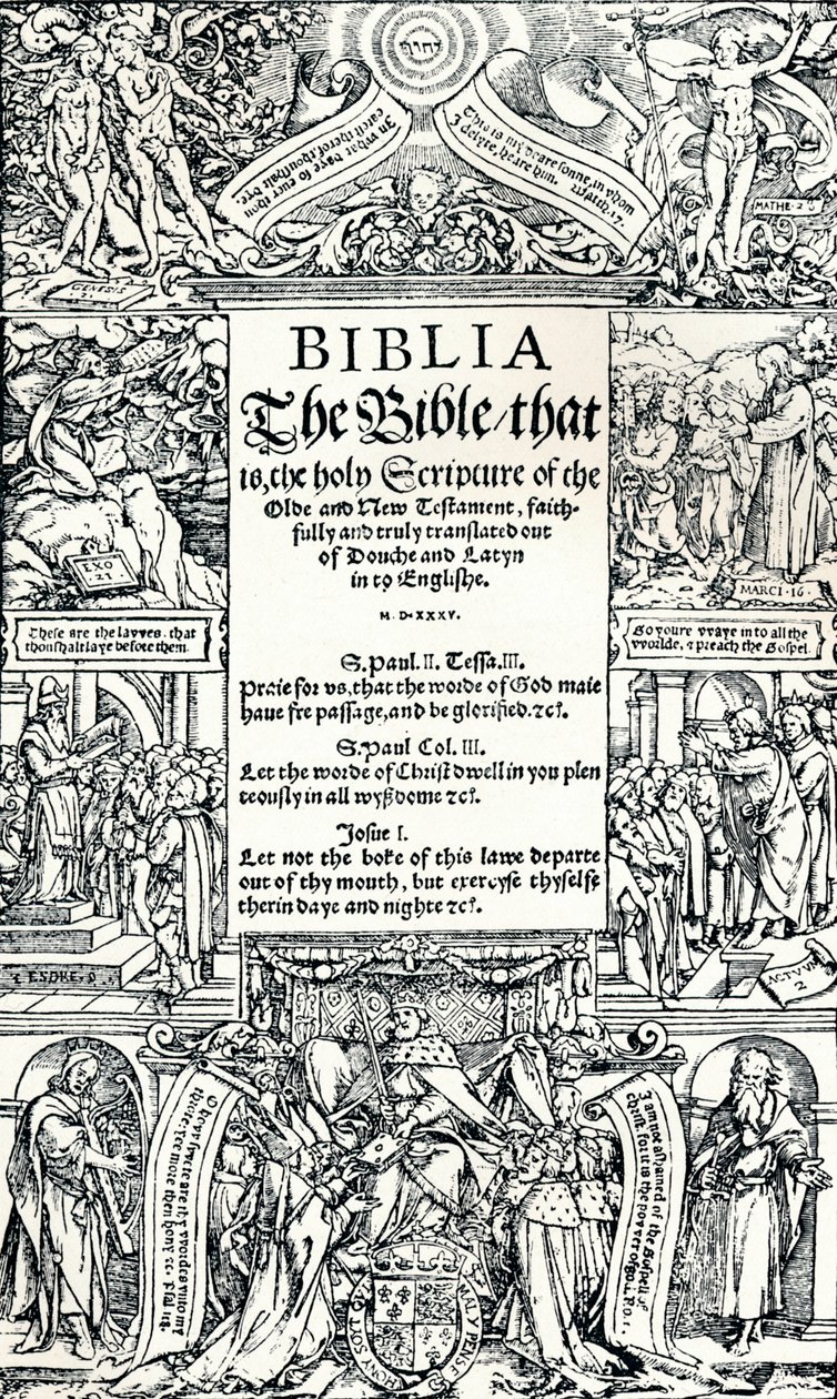 Strona tytułowa angielskiej Biblii Coverdales, 1535 autorstwa Hans Holbein der Jüngere