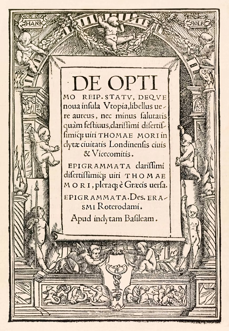 Strona tytułowa z 1518 Bazylei, trzeciego wydania „Utopii” Sir Thomasa More