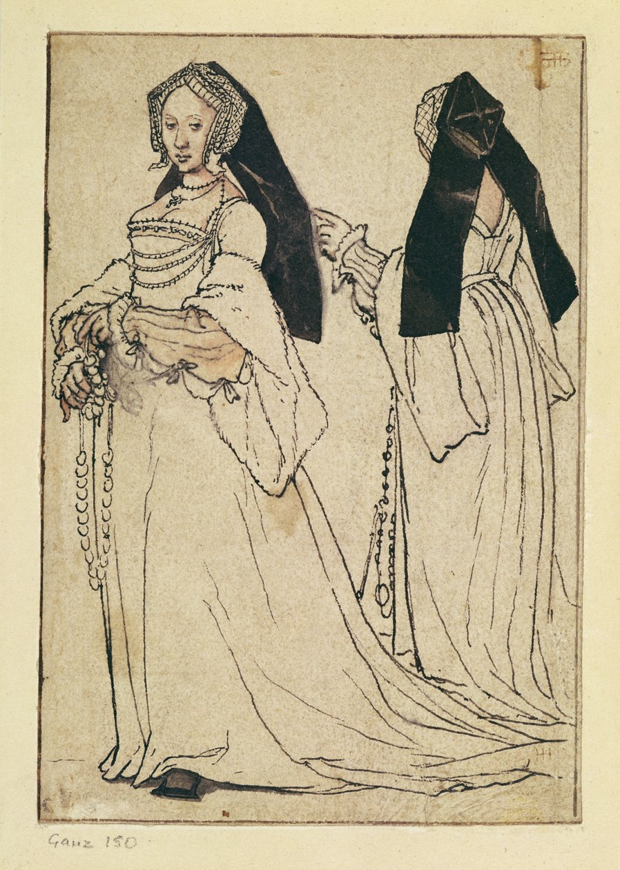 Dwa widoki kobiety noszącej angielski kaptur, ok. 1528-30 autorstwa Hans Holbein der Jüngere