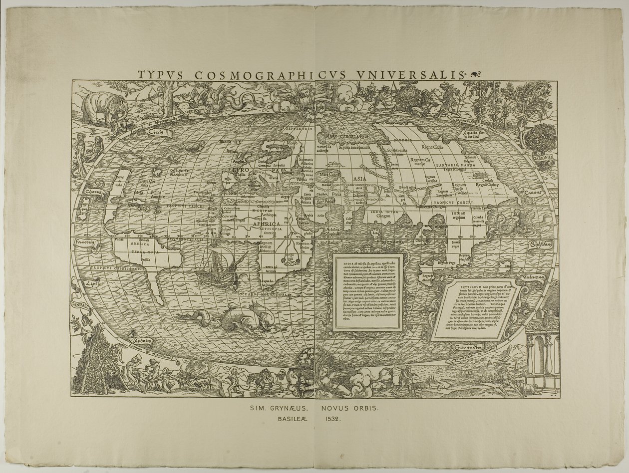 Typ Cosmographicus Universalis, Sim. Grynaeus, Novus Orbis, Basileae 1532 autorstwa Hans Holbein the Younger