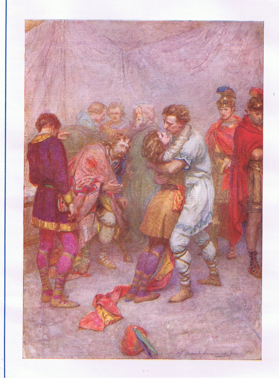Dlaczego odrzuciłeś swoją zaręczoną damę? (Cymbeline), z The Complete Works of Shakespeare opublikowanej przez George Harrap & Co Ltd, 1920 autorstwa Hans Holbein der Jüngere